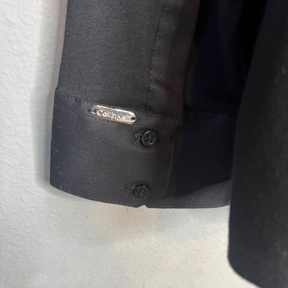 Calvin Klein Long Sleeve Top Plus Size 3X Black Mixed Media V-Neck Button NWT - Picture 9 of 10